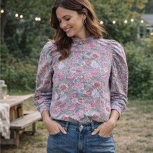 NWT Alix of Bohemia Annabel Lapland Shirt Blouse Floral Size Large Cottagecore